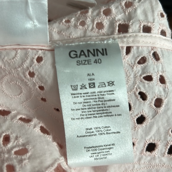 Ganni broderie anglaise eyelet pink puff sleeves mini dress .Excellent condition - Picture 7 of 7